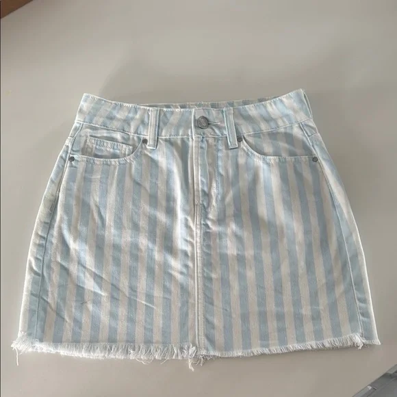 Pacsun Striped Blue and White Denim Mini Skirt - Picture 1 of 11